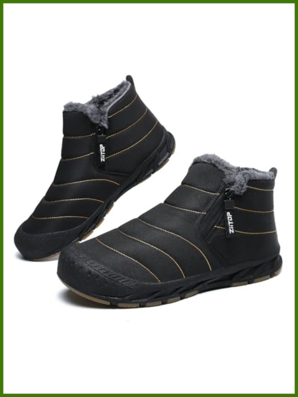 Waterproof Snow Boots Mens Fur Lined Warm Ankle Winter Boots Non-Slip
